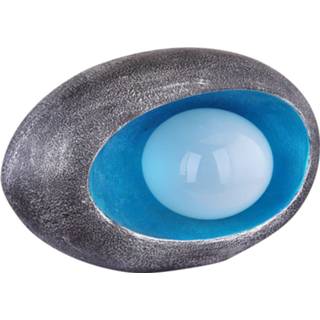👉 Blauw zilver kunststeen warmwit Lindby Tigran LED lamp zonne-energie