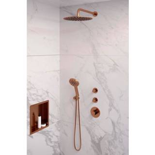 👉 Regendouche set Inbouw Brauer Copper Edition Gebogen Wanduitloop Ronde Hoofddouche 30 cm Met Twee Stopkranen en Handdouche 3 Standen Koper 8720289624545