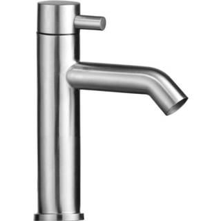 👉 Fonteinkraan RVS koudwater zonder waste standaard perlator Sanilux Opbouw Laag 16 cm 8719304890041