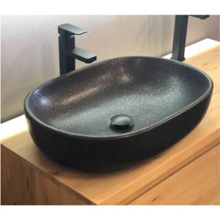 👉 Waskom zwart keramiek ovaal zonder waste keramic Casajoy 60x42x15cm Milan 8719304886822
