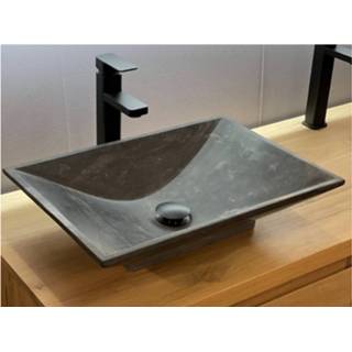 👉 Waskom zwart natuursteen rechthoek zonder waste Casajoy 50x36x12cm Carre 8719304886693