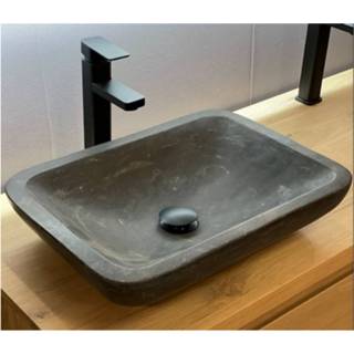 👉 Waskom zwart natuursteen rechthoek zonder waste Casajoy 55x41x15 cm Square 8719304886686