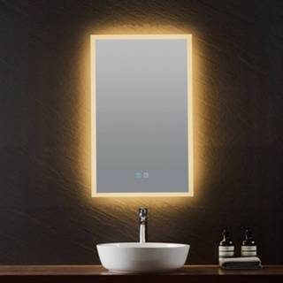👉 Spiegel chroom rechthoekig touchscreen lunar B-Stone met LED-verlichting en spiegelverwarming 45x70cm 6013935215207