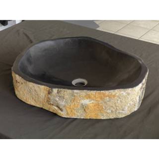 👉 Waskom zwart natuursteen ovaal lavabo Imso Pilar Stone Lava steen 40x60x13cm 8719304886471