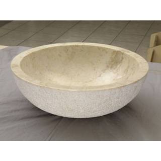 👉 Waskom beige marmer Imso Lavabo Rotondo Grezzo 45x15 cm 8719304712336