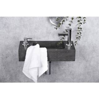 👉 Fonteinset antraciet natuursteen Differnz Sapon Rechts 42.5x18.5x9 cm Geintegreerde Zeepdispenser 8712793552117