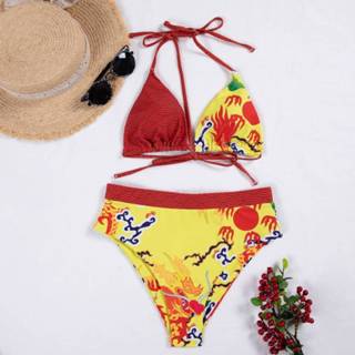 👉 Bikini polyester S M L veel kleurig Boho Dieren sets Geknoopt