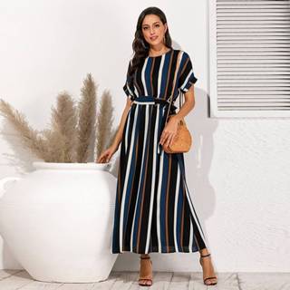 👉 Jurk polyester S M veel kleurig Bescheiden Gestreept Riem