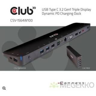 👉 Docking x CLUB3D USB 3.2 GEN1 C TRIPLE DISPLAY DYNAMIC 100W PD CHARGING DOCK. THE 5 USB-A PORTS 8719214471866