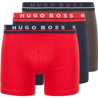 👉 Boxershort rood groen elastaan L|M male multi Hugo Boss 3-pack boxershorts brief cotton stretch rood/navy/groen