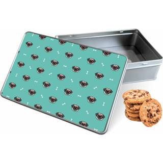 👉 Koektrommel wit rechthoek Pug Life woon accessoires - Bewaarblik 20x13x5 cm 8720329526181