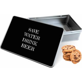 👉 Koektrommel wit rechthoek Save Water woon accessoires - Bewaarblik 20x13x5 cm 8720329526198