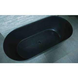 👉 Vrijstaand bad Luca Vasca solid surface met dunne rand 175x80cm ovaal Mineral Stone mat antracit