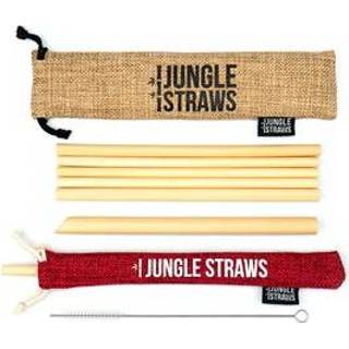 👉 Borstel bamboe berry Set van 6 Rietjes met Borsteltje en Jute Zakjes Jungle Culture -