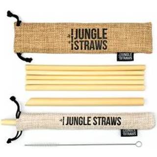 👉 Borstel bamboe vanilla Set van 6 Rietjes met Borsteltje en Jute Zakjes Jungle Culture -