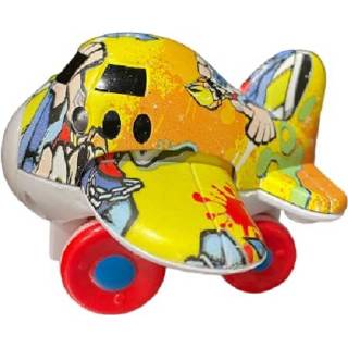 👉 Vliegtuig geel rood kunststof junior Luna graffiti 9 cm geel/rood 8720585024209