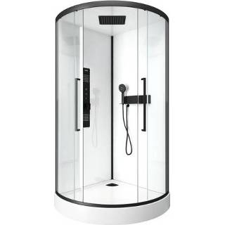 👉 Douchecabine zwart wit male Aurlane Indus2 1/4R 90x90x215cm kwartrond zwart/wit 3700710245087