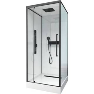 👉 Douchecabine zwart wit male Aurlane Indus2 90x90x215cm vierkant zwart/wit 3700710245094