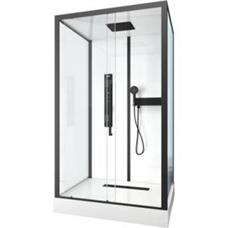 👉 Douchecabine zwart wit male Aurlane Indus2 90x115x215cm rechthoekig zwart/wit 3700710245100