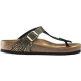 👉 Slippers zwart unisex vrouwen Birkenstock Gizeh MF Shiny Python Regular Slipper Dames 4061416120078
