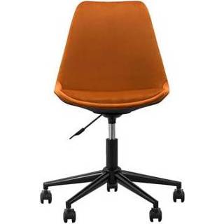 👉 Bureaustoel zwart metaal fluweel oranje Senja - velvet terra Leen Bakker 8714901746722