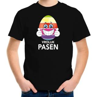 Shirt zwart kinderen Paasei met duimen omhoog vrolijk Pasen t-shirt voor - Paas kleding / outfit