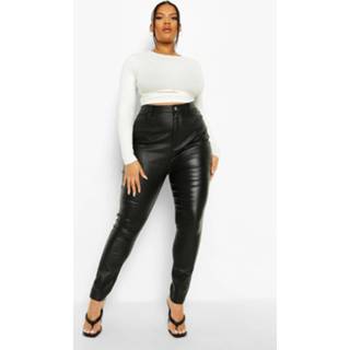 👉 Plus Skinny Jeans Met Pu Coating, Black