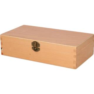 Teken doos bruin houten volwassenen tekendoos lichtbruin 3-vaks ongelakt 25 x 12 cm