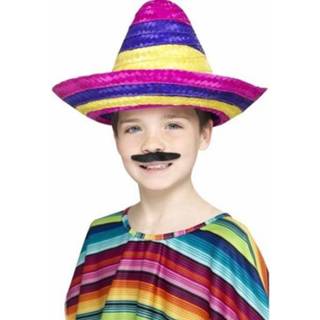 👉 Sombrero kinderen 4x stuks gekleurde verkleed voor