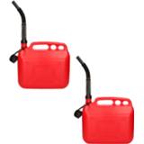 👉 Jerrycan rood Set van 3x stuks 10 liter met vloeistofindicator voor brandstof