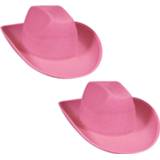 👉 Roze vilt volwassenen 2x stuks cowgirlhoeden van