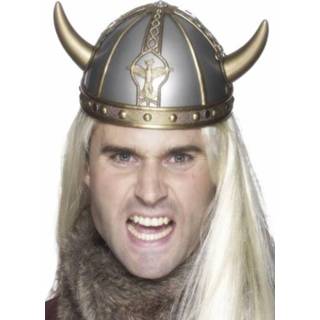 👉 Helm zilveren gouden volwassenen 4x stuks Viking verkleed met hoorns