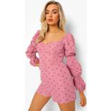 👉 Romper Met Stippen En Pofmouwen, Pink