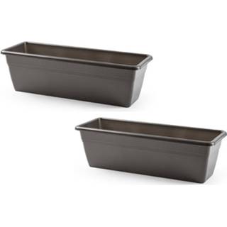 👉 Plantenbak antraciet grijs 4x stuks rechthoekig 50 x 17 15 cm