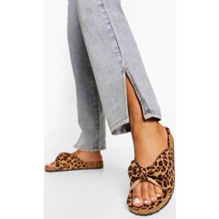 Suède Luipaardprint Sandalen Met Strik, Leopard