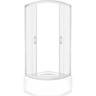 👉 Douchecabine veiligheidsglas kwartrond schuifdeur helder chroom Kerra Lava 90x90cm incl. douchebak 7434216044078