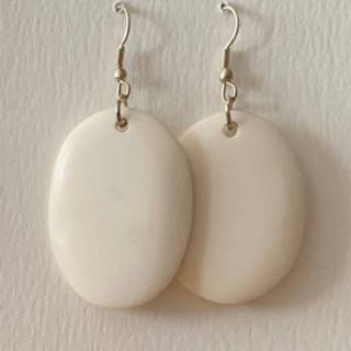 Oorhanger wit yakbeen Oorhangers van Ovaal (Ø 3 x 2,1 cm) 7436953637674