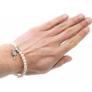 👉 Edelsteen armband witte parels Potato met Engeltje 7141262569577