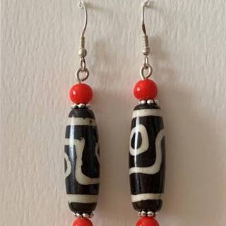 Oorhanger yakbeen Oorhangers met Dzi-Kraal van (6 x 1 cm) 7436953638657