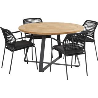 👉 Tuinset antraciet rope active Basso Barista dining 130xH75 cm rond 5-delig Taste 4SO