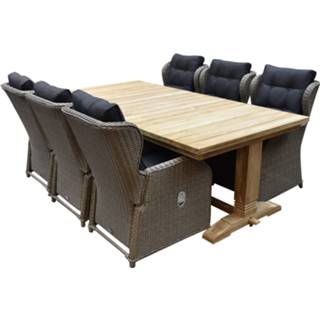 👉 Tuinset grijs wicker active Ibiza Ares dining 240x120xH77 cm 7 delig verstelbaar