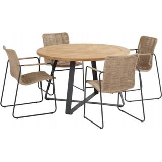 👉 Tuinset wicker active Palma basso dining 130xH75 cm 5 delig naturel Taste 4SO