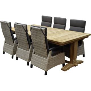 👉 Tuinset wicker active Tunis Ares dining 240x120xH77 cm 7 delig verstelbaar