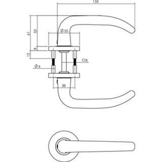 👉 Deurkruk modern loop Sabel geveerd op rozet met nokken ø6 8714186492147