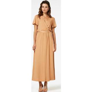 👉 Maxi dres viscose l vrouwen bruin Freebird Vis-05 dress short sleeve ivana caramel 8719918273421