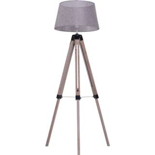 👉 Vloerlamp grijs hout active HOMCOM tripod hoogte verstelbaar naturel hout/grijs 65 x 99 143 cm 4250871264858