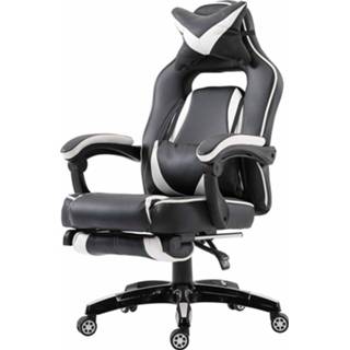 👉 Bureaustoel zwart wit kunstleer active Vinsetto sportief met voetensteun zwart/wit 4250871253616