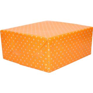 Inpakpapier oranje 1x Inpakpapier/cadeaupapier met gekleurde stippen motief 200 x 70 cm rol