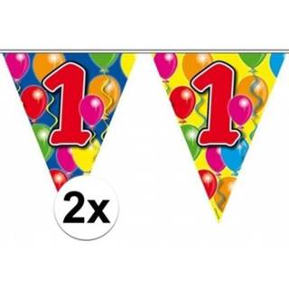👉 Vlaggen lijn 2x Feestartikelen Leeftijd vlaggenlijn 1 jaar 10 meter