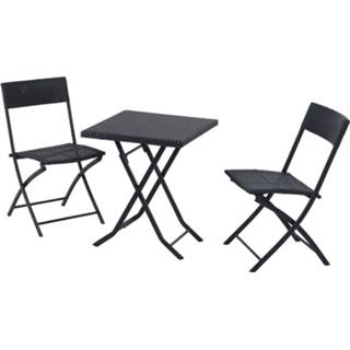 👉 Tuinset zwart active Outsunny 3-delig tafel en tuinstoelen polyrattan 4250871214525